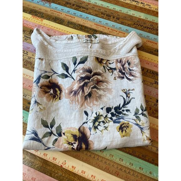 Lungo Larno Floral Linen Top Size 1X Cap Sleeve Lightweight Boho XL Lagenlook - Picture 13 of 13